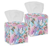 Lot de 2 boîtes à mouchoirs carrées, aquarelle, têtes rouges, grue de cerisier japonais, boîte à mouchoirs en cuir, distributeur de papier pour coiffeuse, réservoir de toilette, commode, table de