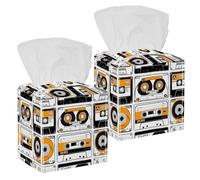 Lot de 2 boîtes à mouchoirs carrées, cassettes audio vintage en cuir, distributeur de papier pour vanité, réservoir de toilettes, commode, table de nuit, comptoir, bureau, voiture