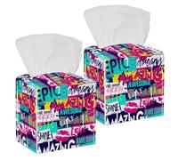 Lot de 2 boîtes à mouchoirs carrées, couleurs abstraites, superbe motif d'amour, distributeur de papier pour coiffeuse, commode, table de nuit, comptoir, bureau, voiture