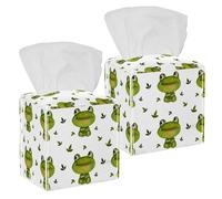 Lot de 2 boîtes à mouchoirs carrées en cuir à motif aquarelle petites grenouilles pour coiffeuse, réservoir de toilettes, commode, table de nuit, comptoir, bureau, voiture