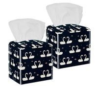 Lot de 2 boîtes à mouchoirs carrées en cuir avec motif de cygne, cœur, lotus, distributeur de papier pour coiffeuse, réservoir de toilette, commode, table de nuit, comptoir, bureau, voiture