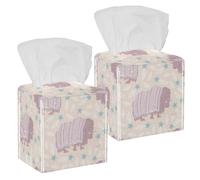 Lot de 2 boîtes à mouchoirs carrées en cuir avec motif vache musquée, boeuf, espace arctique, distributeur de papier pour coiffeuse, réservoir de toilette, commode, table de nuit, comptoir, bureau