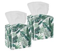 Lot de 2 boîtes à mouchoirs carrées en cuir de palmier d'été pour coiffeuse, réservoir de toilettes, commode, table de nuit, comptoir, bureau, voiture