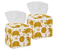 Lot de 2 boîtes à mouchoirs carrées en cuir doré Armadillo - Distributeur de papier pour coiffeuse, réservoir de toilettes, commode, table de nuit, comptoir, bureau, voiture