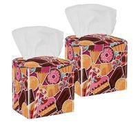 Lot de 2 boîtes à mouchoirs carrées en cuir pour bonbons, gâteaux, beignets, Love Mom - Distributeur de papier pour le visage - Pour coiffeuse, réservoir de toilettes, commode, table de nuit, comptoir