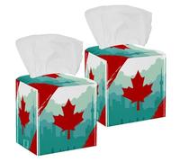 Lot de 2 boîtes à mouchoirs carrées en cuir pour la fête du Canada, distributeur de papier toilette pour coiffeuse, réservoir de toilette, commode, table de nuit, comptoir, bureau, voiture