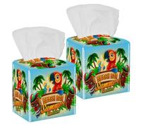 Lot de 2 boîtes à mouchoirs carrées en cuir pour les vacances d'été, la plage, le bar, le papier visage, distributeur de papier pour vanité, réservoir de toilette, commode, table de nuit, comptoir