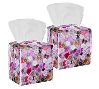 Lot de 2 boîtes à mouchoirs carrées, fleurs Carta Da Parati en cuir, distributeur de papier pour coiffeuse, réservoir de toilette, commode, table de nuit, comptoir, bureau, voiture