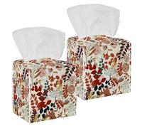 Lot de 2 boîtes à mouchoirs carrées, fleurs colorées, belle boîte à mouchoirs en cuir, distributeur de papier pour coiffeuse, réservoir de toilette, commode, table de nuit, comptoir, bureau, voiture
