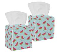 Lot de 2 boîtes à mouchoirs carrées, jolis motifs pastèques vertes, fruits d'été, distributeur de papier pour le visage, distributeur de papier toilette, commode, table de nuit, comptoir, bureau