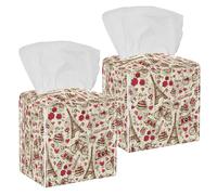 Lot de 2 boîtes à mouchoirs carrées vintage Paris Love Heart Bicycle en cuir pour papier toilette distributeur de papier toilette commode table de chevet comptoir bureau voiture