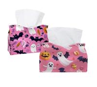 Lot de 2 boîtes à mouchoirs, chauve-souris, bonbons, citrouilles, distributeur de serviettes pour le visage, salle de bain, cuisine, chambre à coucher, bureau, hôtel