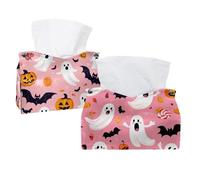 Lot de 2 boîtes à mouchoirs d'Halloween chauve-souris, bonbons, citrouilles sur table et chambre Barth