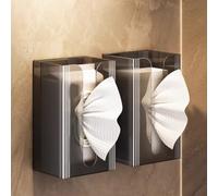Lot de 2 boîtes à mouchoirs murales en plastique ABS sans perçage pour salle de bain et cuisine avec ouverture supérieure facile pour mouchoirs, essuie-mains, 20 x 12 x 10 cm (gris fumé)