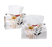 Lot de 2 boîtes à mouchoirs, petites fleurs d'automne, style minimaliste, rectangulaire, distributeur de mouchoirs pour chambre à coucher, salle de bain, bureau, maison
