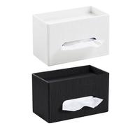Lot de 2 boîtes à mouchoirs rectangulaires en cuir synthétique double couche pour mouchoirs du visage, serviettes et feuilles de séchage, parfaites pour salles de bains, bureaux, comptoirs, coiffeuses