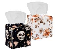 Lot de 2 boîtes à mouchoirs rectangulaires en forme de petites fleurs sur fond blanc pour la maison, la salle de bain, la cuisine, la chambre à coucher, la voiture