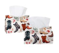 Lot de 2 boîtes à mouchoirs rectangulaires Wild West - Motif bottes de cowboy - Pour salle de bain, cuisine, chambre à coucher, vanité, comptoir, maison, bureau, voiture