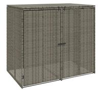 Lot de 2 boîtes à ordures extérieures en polyéthylène avec rotin Gris 130 x | Cadre en acier robuste, couvercle avec chaîne, montage rapide, nettoyage facile, idéal pour terrasses et jardins