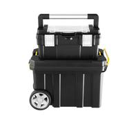 Lot de 2 Boîtes à Outils de Rangement Chariot Emboîtable avec Poignée de Traction et roulettes