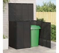 Lot de 2 boîtes à poubelles 130 x 80 x 115 cm en polyéthylène noir pour jardin et terrasse