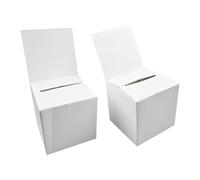 Lot de 2 boîtes à suggestions et dons en papier ondulé blanc avec en-tête amovible pour vote, pour carité, pour collecte, 15,2 x 15,2 x 15,2 cm