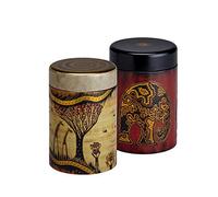 Lot de 2 boîtes à thé - Ronde - 125 g - Motif africain