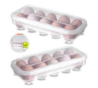 Lot de 2 boîtes à œufs transparentes pour 10 œufs - Boîte de rangement pour réfrigérateur - Boîte de rangement portable - Boîte à œufs pour réfrigérateur et boîte de transport