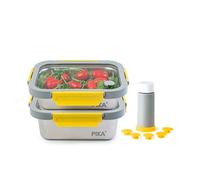 Lot de 2 boites alimentaires sous vide en inox + pompe de mise sous vide 820ml + 1200ml Micro-ondes, four, congélateur Légère & hermétique