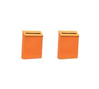 Lot de 2 boîtes aux lettres murales en métal imperméable pour porte d'entrée extérieure Orange 22 x 6 x 29 cm