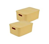 - Lot de 2 boîtes avec couvercle CHROMACASE - 10,5 L - Ocre - Chromacase Douceur d'intérieur