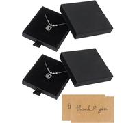 Lot De 2 Boîtes Cadeau De 8 × 8 × 1,7cm Pour Collier,Boucles D'oreilles,Bague(Noir)