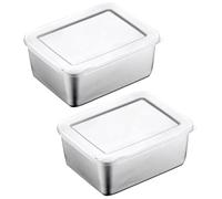 Lot de 2 boîtes de conservation alimentaire étanches à l'air, empilables et emboîtables avec couvercles, passent au micro-ondes, au congélateur et au lave-vaisselle