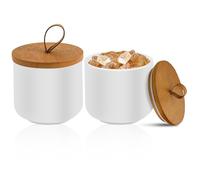 Lot de 2 boîtes de conservation en céramique avec couvercle scellé, pour grains de café, sucre, thé, épices (blanc, 260 ml)