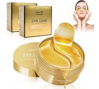 Lot de 2 boîtes de coussinets pour les yeux - Pour enlever les cernes - Masque pour les yeux - Hyaluron collagène - Hydratant - Pour bouffiness - Lignes fines - Masque doré - 120 pièces