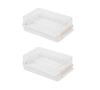 Lot de 2 boîtes de découpe de beurre en plastique avec couvercle, réutilisables pour réfrigérateur, comptoir, beurrier amovible