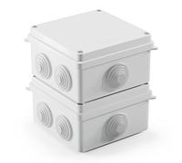 Lot de 2 boîtes de dérivation en saillie - Pour montage en saillie - Étanche IP65 - Pour l'extérieur - Étanche - Pour projet électrique (blanc, 100 x 100 x 70 mm)