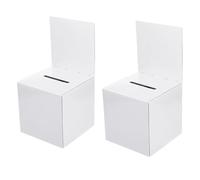 Lot de 2 boîtes de dons en papier ondulé avec en-tête amovible pour suggestions ou bulletins de vote, blanc 15,2 x 15,2 x 15,2 cm