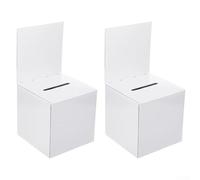 Lot de 2 boîtes de dons en papier ondulé blanc avec en-tête amovible, urnes pliables pour le bureau, les événements scolaires, 15,2 x 15,2 x 15,2 cm