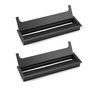 Lot de 2 boîtes de filetage de câbles rectangulaires pour bureau - Cache-trou de câble rectangulaire avec joint brosse, 28 x 8 x 5,6 cm, alliage d'aluminium avec couvercle à charnière, noir
