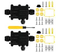 Lot de 2 boîtes de jonction étanches IP68, boîtes de jonction électrique extérieures à 3 voies, connecteurs de câbles externes, boîte de jonction extérieure en plastique, connecteurs électriques