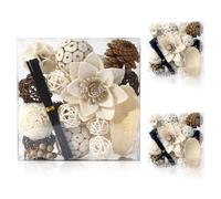 Lot de 2 boîtes de pot-pourri blancs décoratifs parfumés et séchés pour centre de table, bols, remplissage de vase de fleurs pour décoration de la maison (blanc)