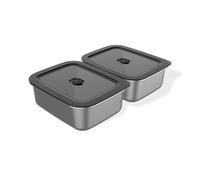 Weber Works 3400260 Lot de 2 boîtes de Rangement, compatibles avec Tous Les modèles Slate et Spirit (2025), avec Couvercle, idéales pour la Conservation des Aliments - Argenté/Noir