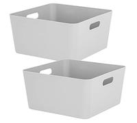 Lot de 2 boîtes de rangement - 15 cm de haut - Gris - 30 x 30 cm - Panier de rangement - Étagère murale
