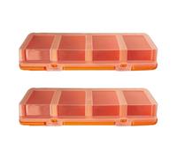 Lot de 2 boîtes de rangement à vis à 4 compartiments avec couvercle transparent pour tiroir de garage, rangement de petits composants, boîte de fixation, trieur de pièces, plateau d'atelier
