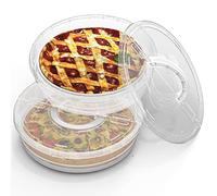 Lot de 2 boîtes de rangement alimentaires réutilisables avec couvercle et poignée, 2 compartiments réutilisables pour tranches de pizza, tarte, restes de pizza pour nourriture, gâteau, cheesecake,