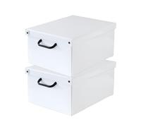Lot de 2 Boîtes de Rangement Blanches 32×42×21 cm - Carton Rigide, Made in Italy, Élégantes et Solides - Design Italien, Faciles à Monter, avec Poignées, Idéales pour Armoire