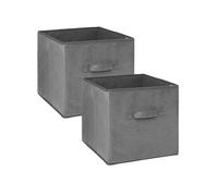 Toilinux - Lot de 2 cubes de rangement en tissu l.31 x h. 15 cm - Gris foncé chiné