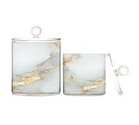 Lot de 2 boîtes de rangement décoratives en plastique blanc marbré avec couvercle pour cure-fil, trombones