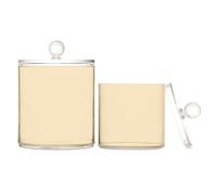 Lot de 2 boîtes de rangement décoratives en plastique marron clair avec couvercle pour cure-fil, trombones